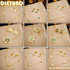 316L Stainless Steel Tree of Life Turquoise Golden Necklace Earrings For Womens Party Gift Jewelry Set - Image 1