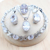 Silver Bridal Jewelry Sets Red Zirconia For Women Wedding Necklace Earrings Rings Bracelets Pendant - Image 11