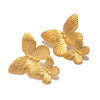 Vintage Gold Stainless Steel Flower Metal Earrings Rings Set Floral Modern Women Gift - Image 7