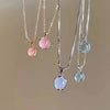 Korean Colorful Crystal Round Pendant Silver Color Chain Neck Necklace for Women Sweet Wedding Aesthetic Charm Jewelry - Image 3