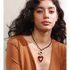 Handmade Jewelry Stainless Steel Glass Beads Chain Resin Heart Pendant Necklace Statement Accessories - Image 3