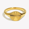 Minimalist Dainty Rays Texture Circle Index Ring Gold Plated Stainless Steel Ring For Women - Image 2