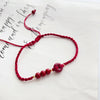 Lovely Stone Cinnabar Wine Red Peace Buckle Beaded Hand Woven Foot Accessories Foot Rope Anklet for Women - Image 4