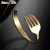 Lennik Creative Stainless Steel Fork Bracelet, Adjustable C-Shaped Open Bangle, Versatile Couple's Jewelry - Image 1