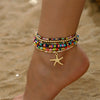 Colorful Starfish Pendant Rice Beads Beaded Anklet for Women Summer Multi-layer Bracelet Anklet Bohemian Leg Jewelry - Image 1