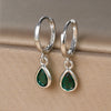 Stainless Steel Huggie Hoop Earrings with Colored Stone Details in Two-Piece Sets - Image 12