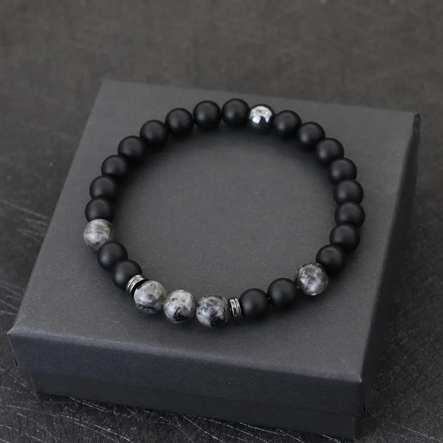 Noter Handmade Mens Bracelet 8mm Onyx Tiger Eyes Stone Beaded Braclet Hematite Braslet Cadeau Leisure Accessories - Image 1