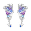 Silver Celestial Star Moon Hoop Earrings Purple Blue CZ Heart Starburst Dangle Huggie Earrings Jewelry for Women - Image 44