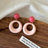 Pink Color Hollow Round Dangle Earrings for Women Irregular Circle Pendants Acrylic Bohemain Wedding Ear Jewelry - Image 7