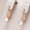 Rose Gold Color Bride Drop Earrings Women Shiny Zircon Accessories Daily Jewelry - Image 1