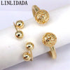 5Pcs Gold Plated Copper Charm Ball Cuff Bangle Women Bracelet Stackable Daily Jewelry - Image 6