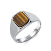 Vintage Stainless Steel Tigers Eye Balck Stone Signet Ring for Men - Image 10