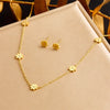 316L Stainless Steel Pearl Butterfly Flower Golden Necklace Earrings For Womens Party Gift Jewelry Set - Image 18