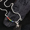 Rainbow Round Bead Teddy Bear Necklace Silver Sweater Chain Collarbone Chain Multifunctional Jewelry - Image 7
