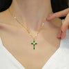 Simple Cross Cubic Zirconia Copper Pendant Women's Versatile Golden Stainless Steel Bamboo Chain Jewelry Gift - Image 6