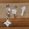 3PCS Silver Color Stainless Steel Crown Hoop Earring Set for Women Four Flower Zircon Cartilage Piercing Earring Jewelry - Image 16