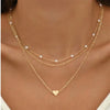 Vintage Pearl Necklace Ladies Double Chain Small Love Pendant Necklace Jewelry Gift - Image 2