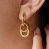 Ars Two Tone Stainless Steel Geometric Hoop Earring Gold Plated Huggie Earrings for Women Minimalist Dangle Drop Earrings - Image 3