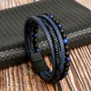 19/21/23cm Hand-woven Leather Bracelet Multilayer Tiger Eye Beaded Leather Men Bracelet Punk Bangle for Men Jewelry - Image 11