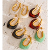 Multicolor Resin Hoop Earrings with Round and Square Shapes - Image 6
