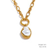 Stainless Steel Gold Plated Baroque Pearls Jewelry Set Wedding Party Necklace Ring Bracelet - Image 15