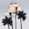Two-Piece Fabric Flower Collar Brooch Set in Black or White - Image 4