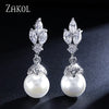 Korea Imitation Pearl Flower Stud Earrings Shinny Marquise Zircon Wedding Earring for Women Party Jewelry - Image 10