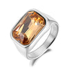 Rectangular Cubic Zirconia Stainless Steel Ring in Multiple Stone Colors - Image 8