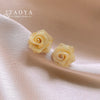 French Romantic Gold Color Hollow Metal Rose Shape Earrings Sweet Women's Accessory Unusual Jewelry for Valentine's Day - Image 1