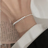 Silver Metal Bracelets for Women Men Beads Adjuatable Handmade Simple Bracelet Birthday Christmas Gift - Image 3