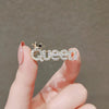 Cute Rhinestone Queen Brooches For Women Kids Crown Letters CZ Crystal Party Label Pins Buckle Jewelry Gifts - Image 1