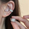 Full Rhinestone C-shaped Ear Clip For Women Stainless Steel Silver Color Wide Geometric Non Piercing Ear Cuff Jewelry - Image 2