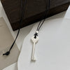 Metal Key Shaped Pendant Necklace For Women Girls Simple Long Wax Rope Sweater Chain Accessory Gifts - Image 7