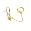 Gold Silver Color Plated Double Hole Link Chain Circle Hoop Earrings Zircon Star Lightning Eye Pendant Huggie Piercing Earring - Image 31