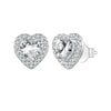 Silver Halo CZ Heart Stud Earrings Round Earrings Set Classic Engagement Jewelry for Couples - Image 7