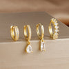Four-Piece Cubic Zirconia Hoop Earring Set in Multiple Colors - Image 3