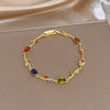 Summer Colorful Rhinestone Inlaid Bangle Rose Oval Shape Versatile Plated Gold Design Women's Bracelets Gifts - Image 9