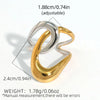Uself Geometry Stainless Steel Open Ring Personality Charms Pvd Gold Plated Jewelry for Women - Image 2