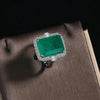 Silver Vintage Green Square Zircon Diamond Ring Anniversary Birthday Wedding Party Gift - Image 3