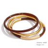 1Set 66mm 3 Round Circle Resin Overlay Minimalist Bracelet Bangle Set Gold Plated Stainless Steel Wrist Jewelry - Image 15