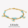 Three White Shell Eyes Blue Turquoise Stone Double Layer Feet Chains Gold Plated 316L Stainless Steel Anklet - Image 1