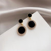 Crystal Black Round Drop Earrings for Women Double-layers Oil Dangle Earrings Bohemian Elegant Wedding Jewelry Hanging earrings - Image 5