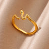 316L Gold Plated Stainless Steel Snake Rings For Women Men Open Adjustable Ring Vintage Gothic Aesthetic Jewelry - Image 22