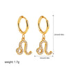 Zodiac Sign 12 Constellation Hoop Earrings for Women Shiny Zircon Gold Plated Ear Buckle Huggie Hoops Jewelry Gifts - Image 14