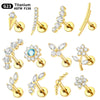 1PC Titanium Ear Cartilage Piercings Flat Back Stud Earring Internal Thread Butterfly Cross CZ Helix Tragus Piercing Jewelry 16G - Image 1