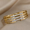 Wide Stainless Steel Bangle with Rhinestone Accents in Two Finishes - Image 13