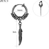 Zemo 1 PC Punk Stainless Steel Clip-on Earrings Long Tassel Pendant Earring Taper Cross Feather No-Pierced Fake Piercing 12/14MM - Image 25