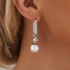 Metal Pearl U-Shaped Drop Earrings for Women Minimalist Silver Color Asymmetric Square Ear Buckle Jewelry Party Gifts - Image 3