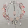 Korean Pink Crystal Flowers Butterfly Pendant Beaded Bracelet For Women Sweet Beaded Chain Bracelet Jewelry Gifts - Image 2