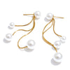 Korean Simulated Pearls Tassel Chain Long Hanging Drop Dangle Earrings Stainless Steel Charm Jewelry - Image 7